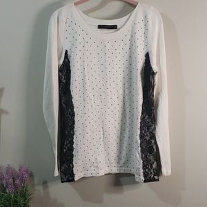 L limited sweater doted front lace sides